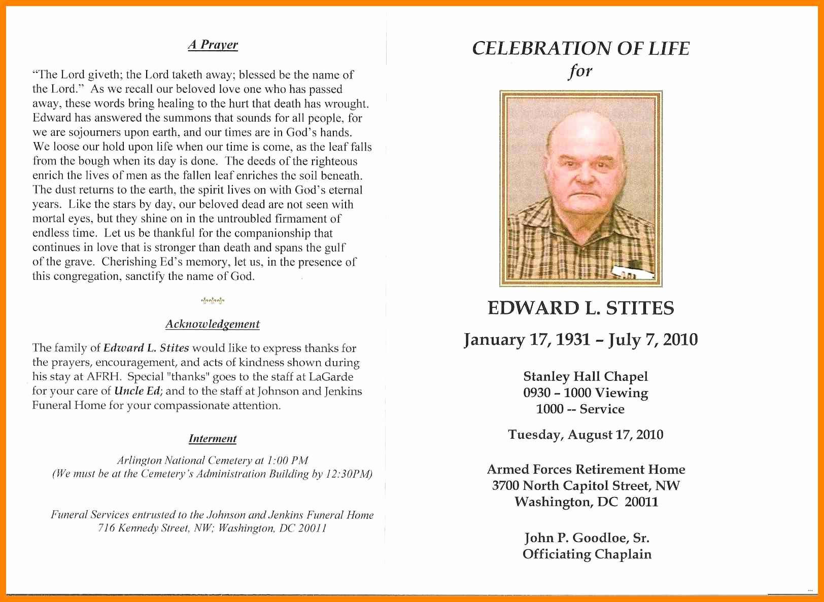 002 Celebration Of Life Program Template Free Printable Memorial - Free Printable Memorial Card Template