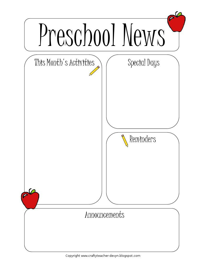 002 Free Newsletter Templates For Teachers Template ~ Ulyssesroom - Free Printable Preschool Newsletter Templates