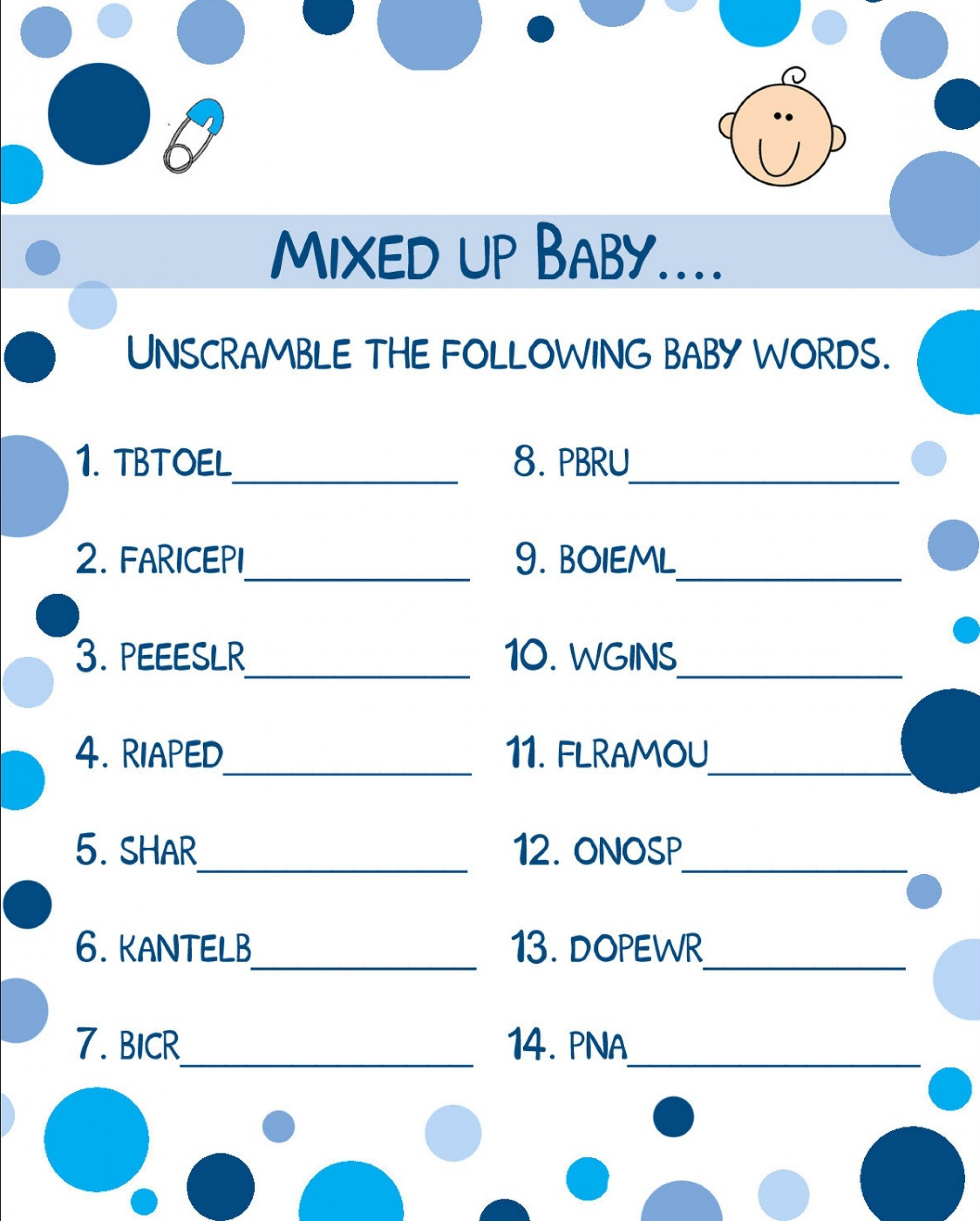 003 Template Ideas Baby Shower Word Scramble ~ Ulyssesroom - Free Printable Baby Shower Word Scramble