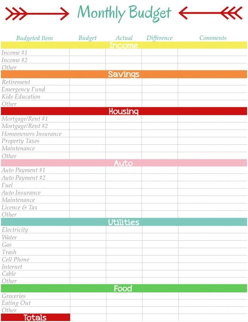 005 Excel Personal Budget Template Free Printable Monthly Planner - Free Printable Budget Template Monthly
