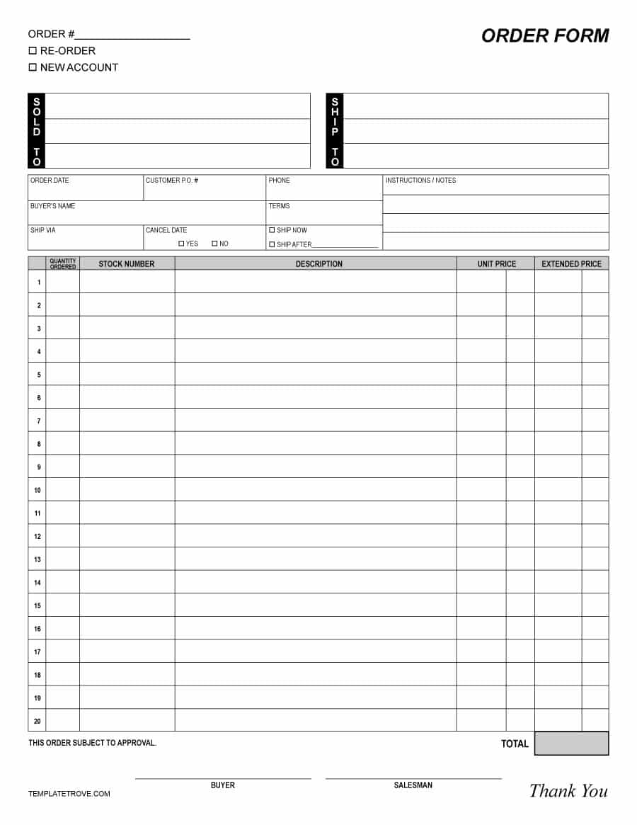 005 Order Form Template Free Printable Work ~ Ulyssesroom - Free Printable Order Forms