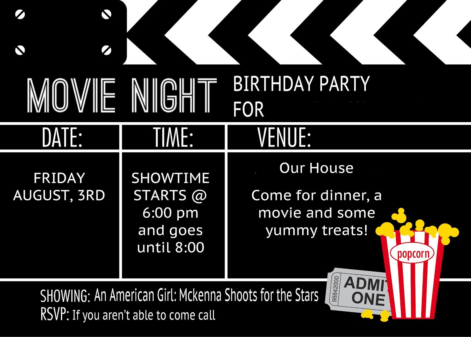 007 Movie Ticket Invitation Template Free ~ Ulyssesroom - Free Printable Movie Themed Invitations