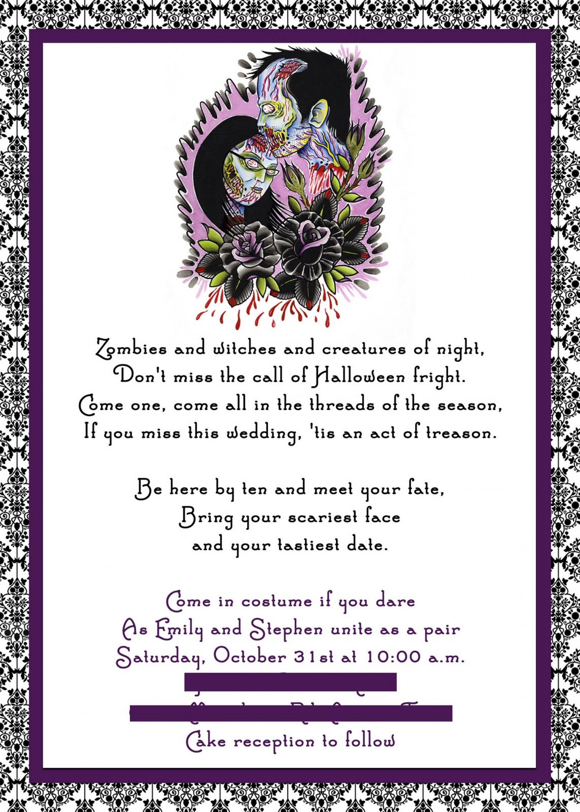 009 Template Ideas Free Halloween Invite ~ Ulyssesroom - Free Printable Halloween Wedding Invitations