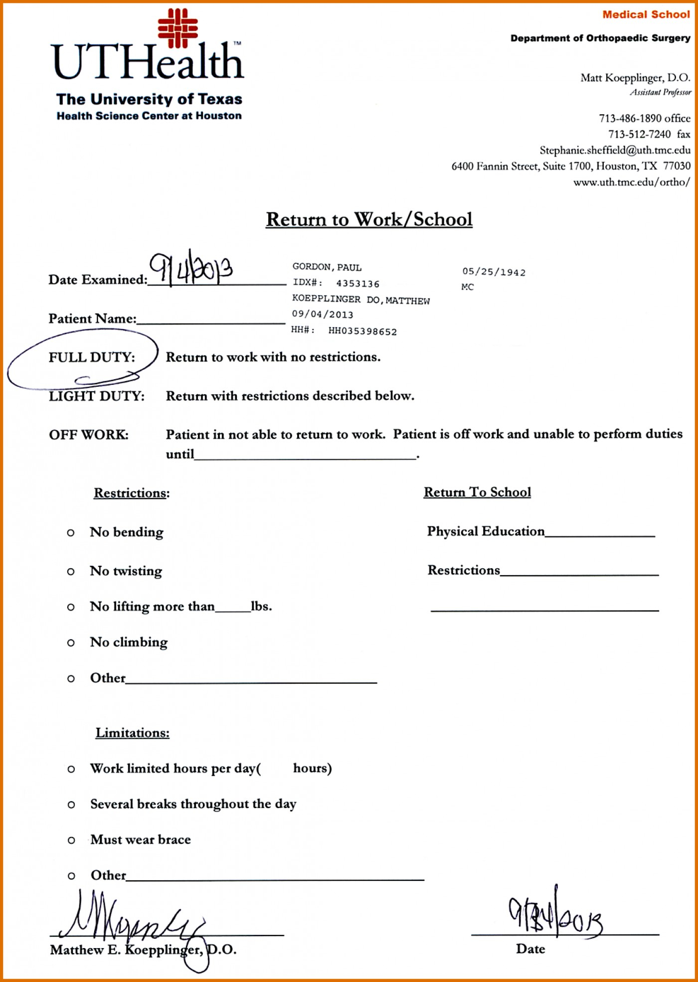 010 Doctors Note Template For Work Ideas Free Printable ~ Ulyssesroom - Free Printable Doctors Excuse For School