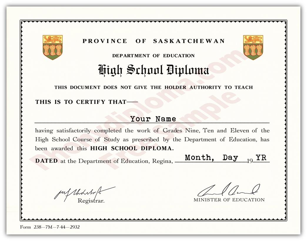 011 Template Ideas High School Diploma Saskatchewan Fake Secondary - Free Printable High School Diploma Templates