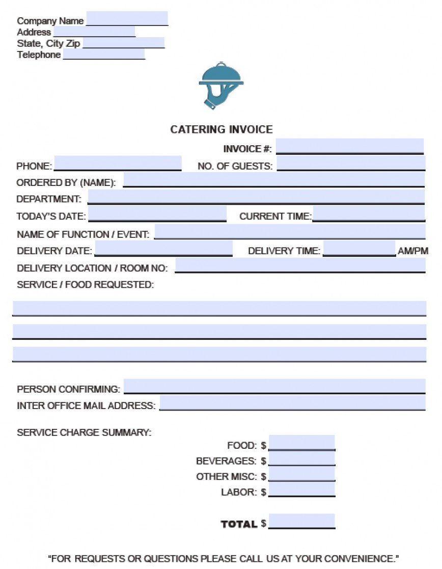 015 Free Service Invoice Template Ideas Catering Invoce Pdf - Free Printable Catering Invoice Template