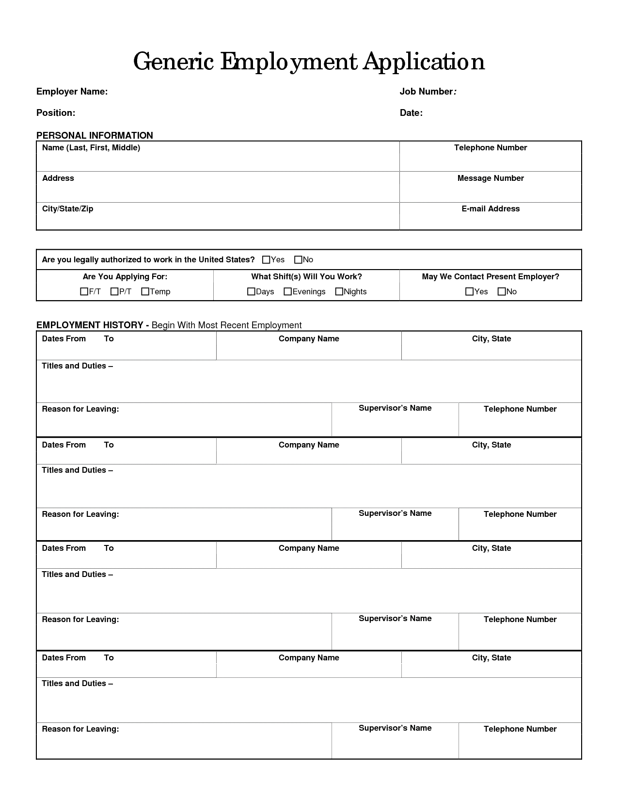 015 General Job Application Template California Pdf Printable - Free Printable Job Application Form Pdf