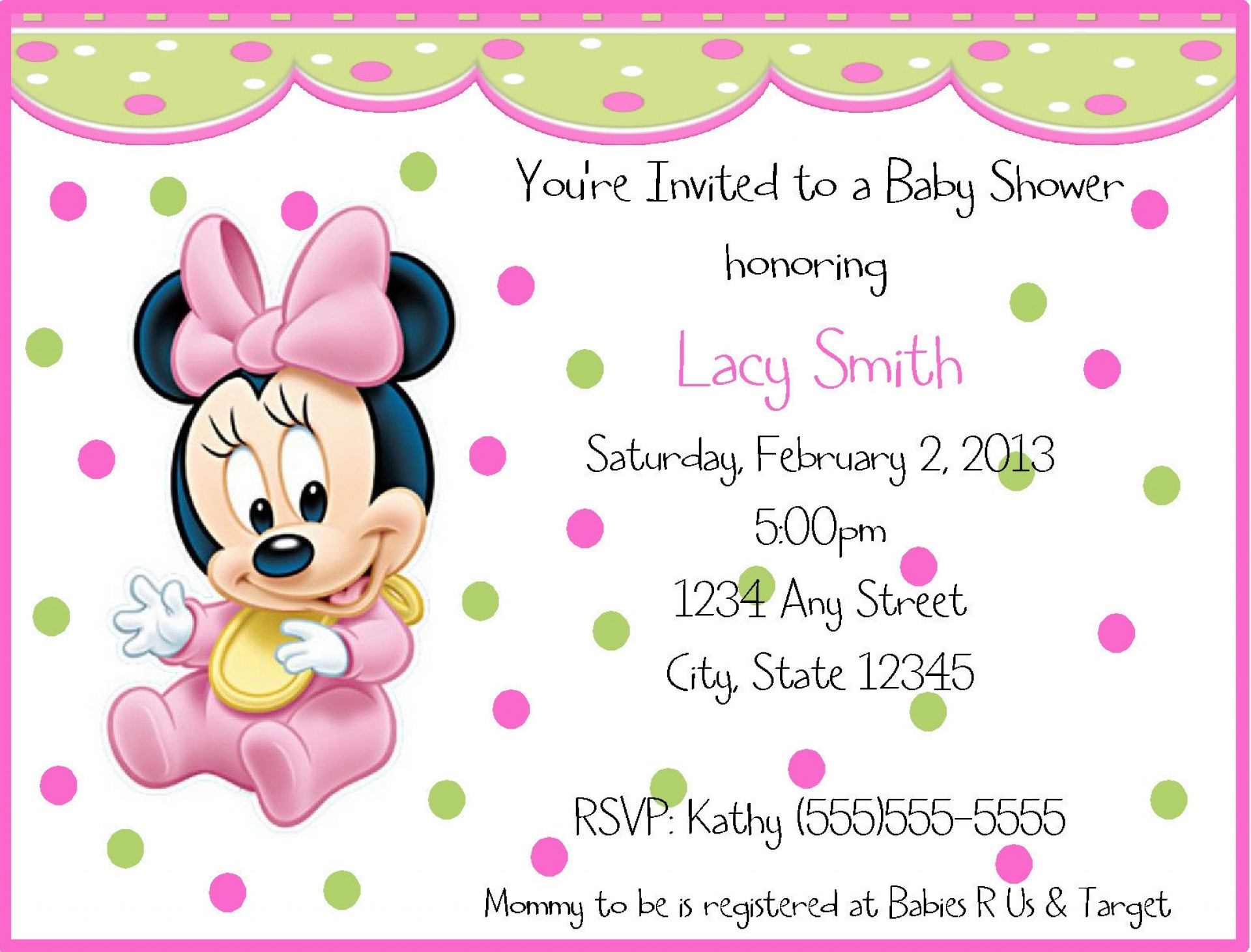 016 Minnie Mouse Birthday Invitation Template Ideas Baby ~ Ulyssesroom - Free Printable Baby Mickey Mouse Birthday Invitations