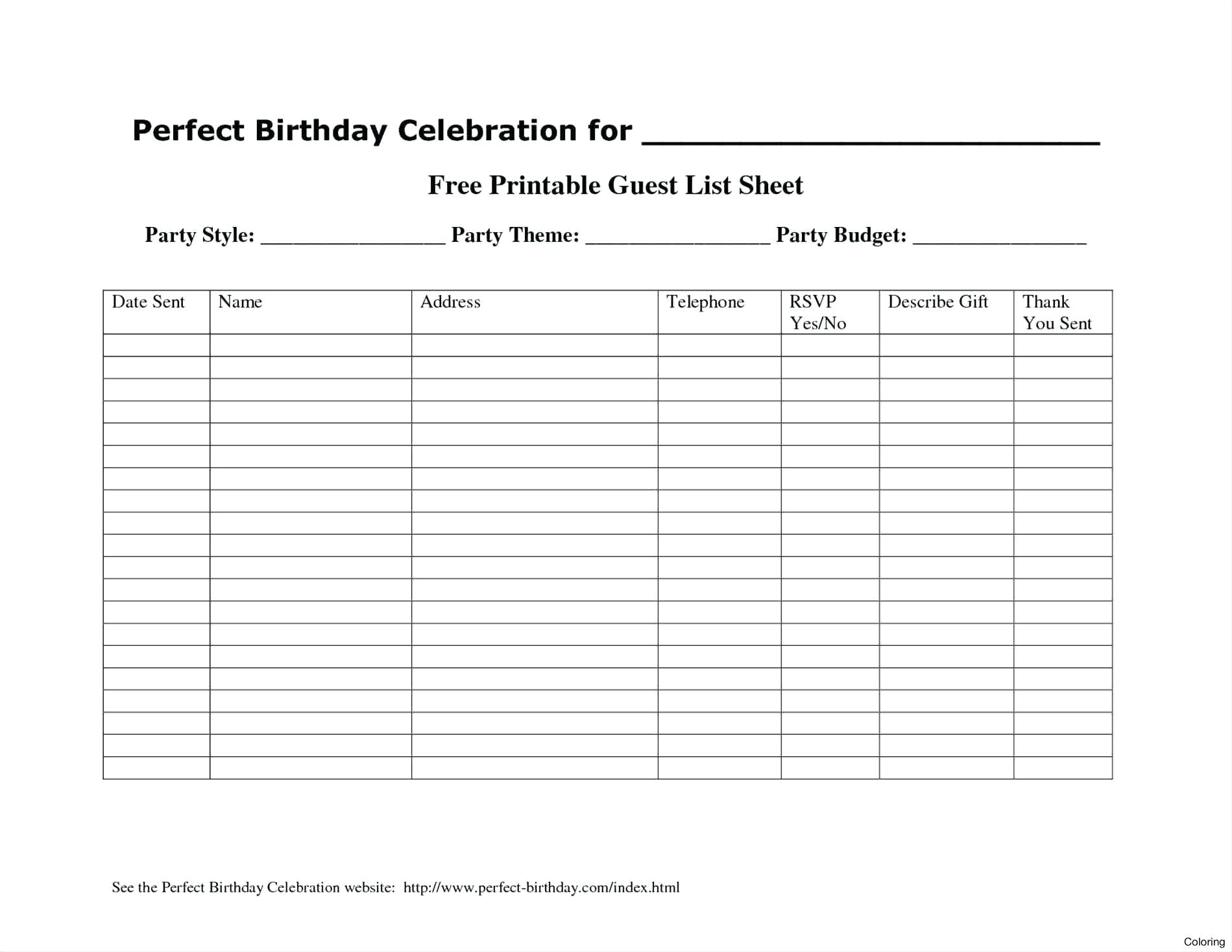 020 Template Ideas Free Wedding Guest List Guestlist Download Excel - Free Printable Birthday Guest List