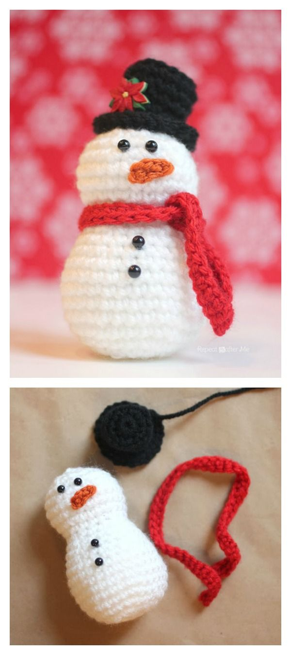 10 Crochet Amigurumi Snowman Free Patterns | Crochet | Pinterest - Free Printable Christmas Crochet Patterns