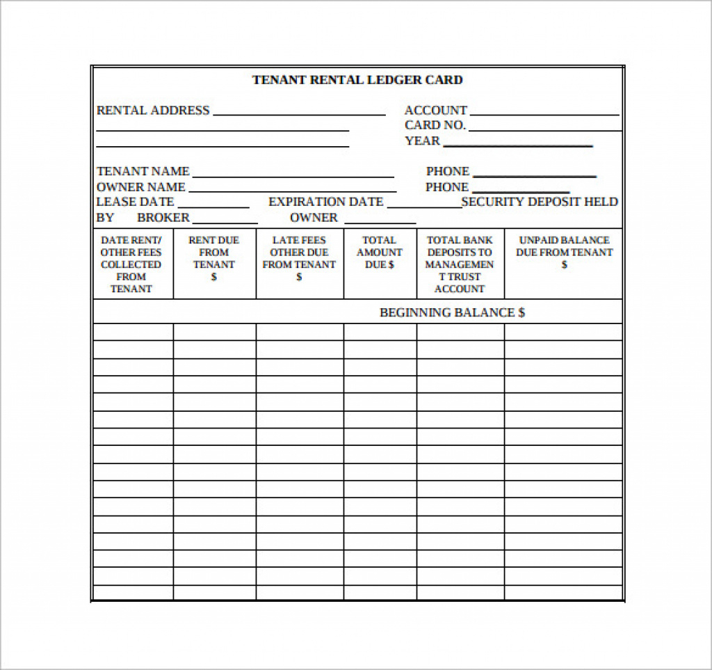 Tenant Rent Ledger Template Excel