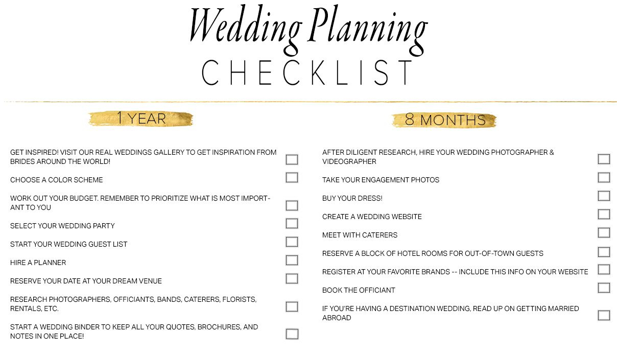 11 Free, Printable Wedding Planning Checklists - Free Printable Wedding Planner