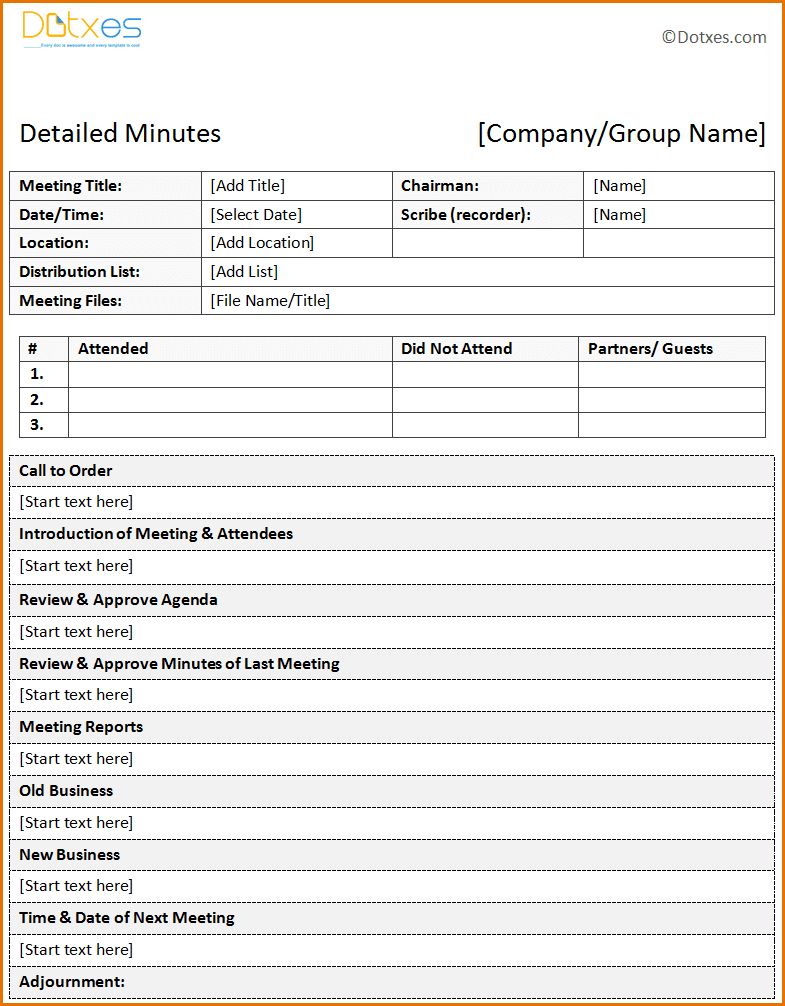12+ Template For Meeting Minutes | Job Resumes Word - Meeting Minutes Template Free Printable