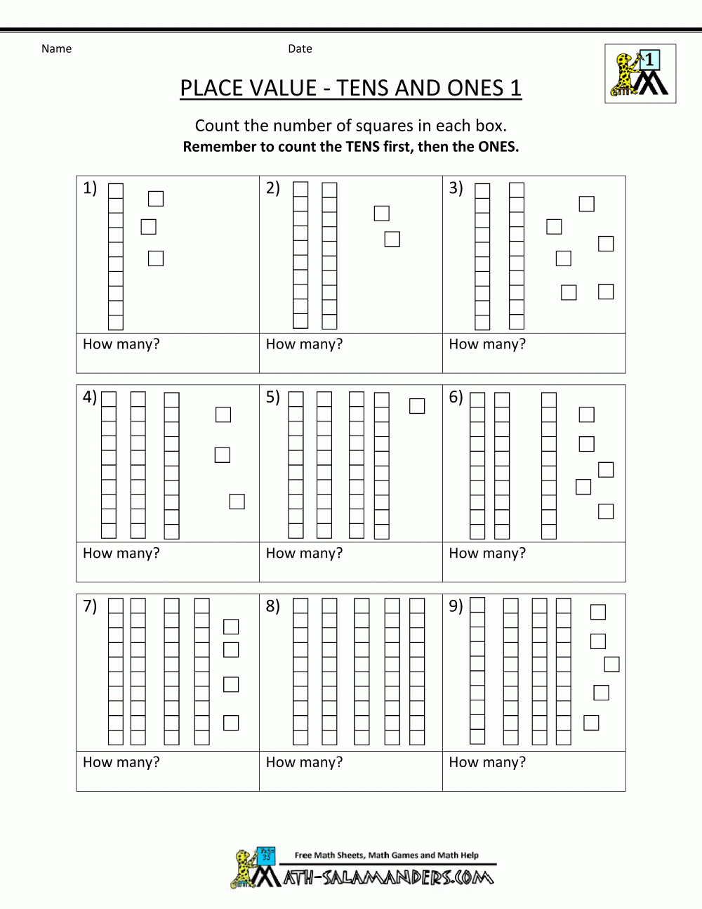 1St-Grade-Math-Worksheets-Place-Value-Tens-Ones-1.gif 1,000×1,294 - Free Printable Place Value Chart