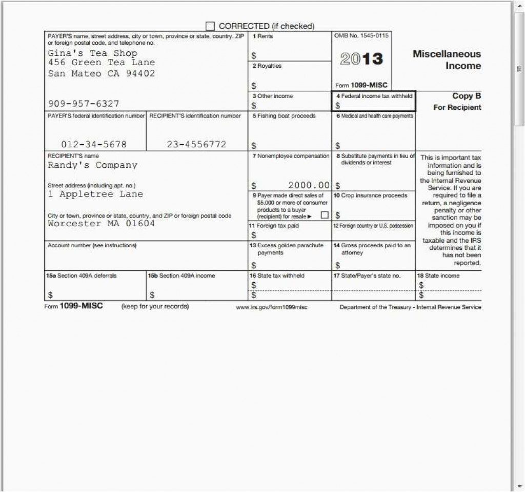2013 1099 Form Ceriunicaasl Intended For Free Printable 1099 Misc - Free Printable 1099 Misc Form 2013