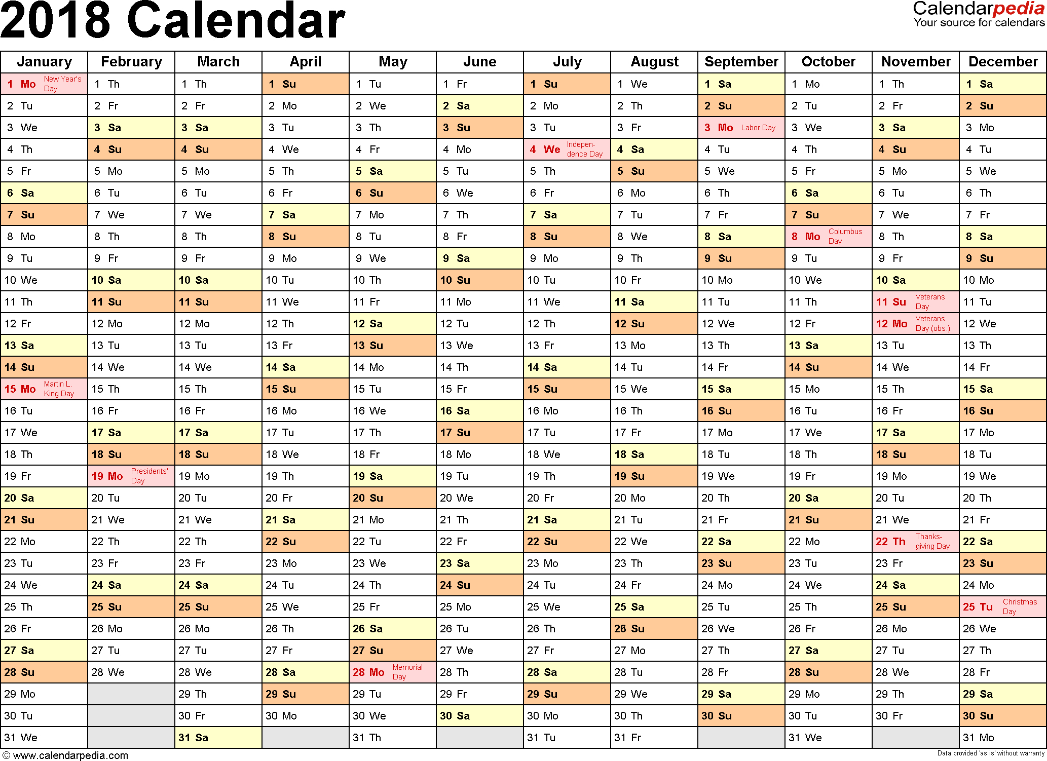 2018 Calendar Pdf - 17 Free Printable Calendar Templates - Planner 2018 Printable Free