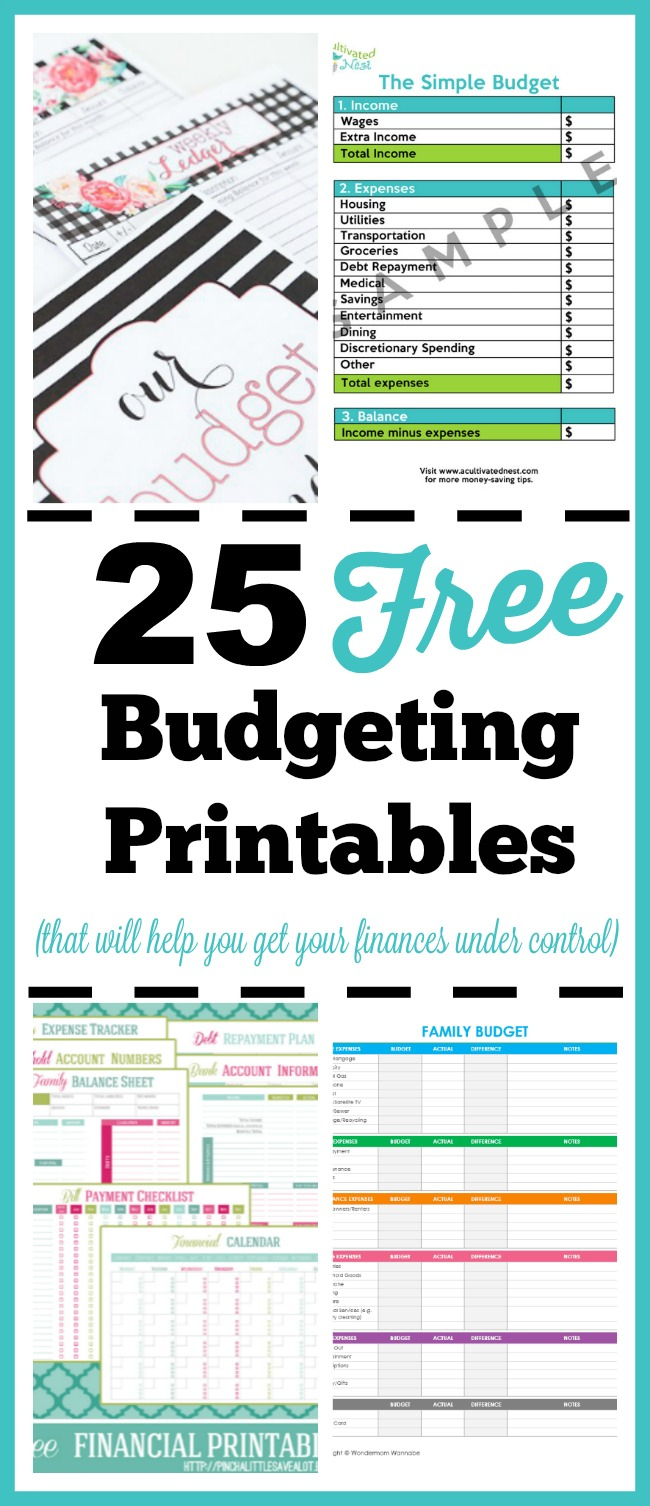 25 Free Budgeting Printables- Take Control Of Your Finances! - Free Printable Budget Binder