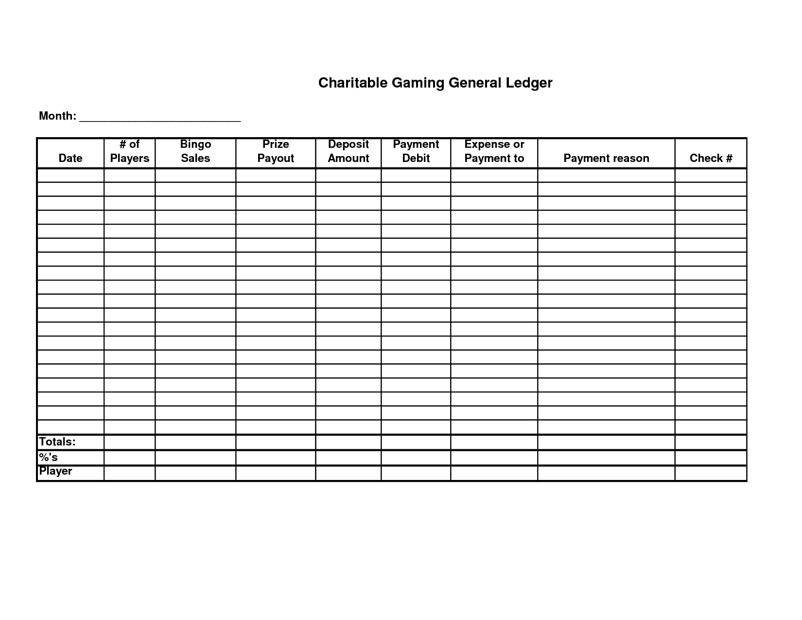 Printable Rental Ledger