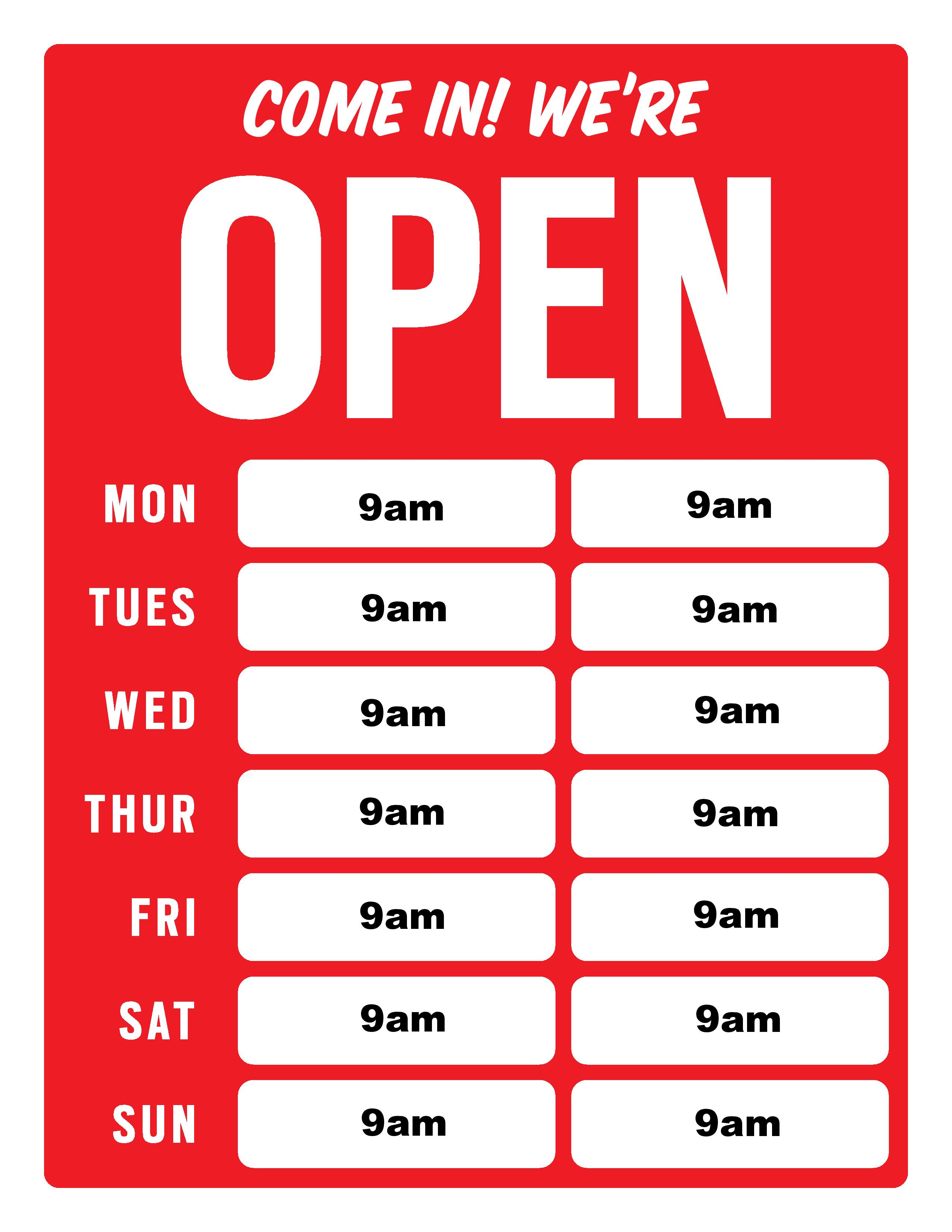 Opening Hours Template