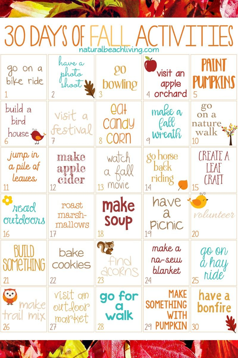 30 Days Of Fall Activities For The Whole Family (Free Printable - Free Printable Activities For Adults