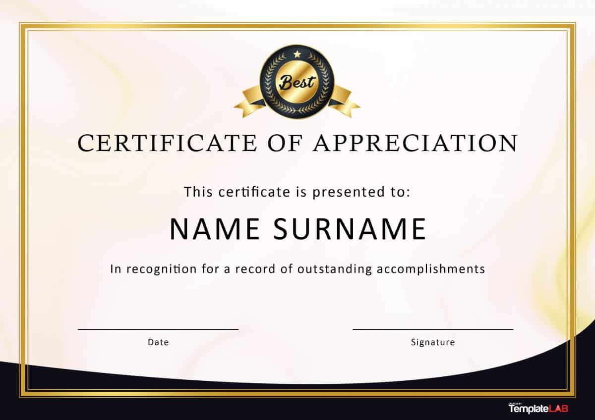 30 Free Certificate Of Appreciation Templates And Letters - Free Printable Templates For Certificates Of Recognition