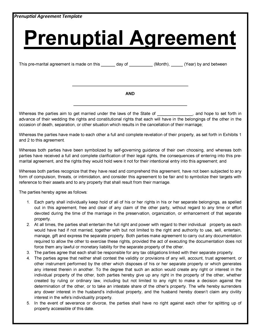 30+ Prenuptial Agreement Samples &amp;amp; Forms - Template Lab - Free Printable Prenuptial Agreement Form