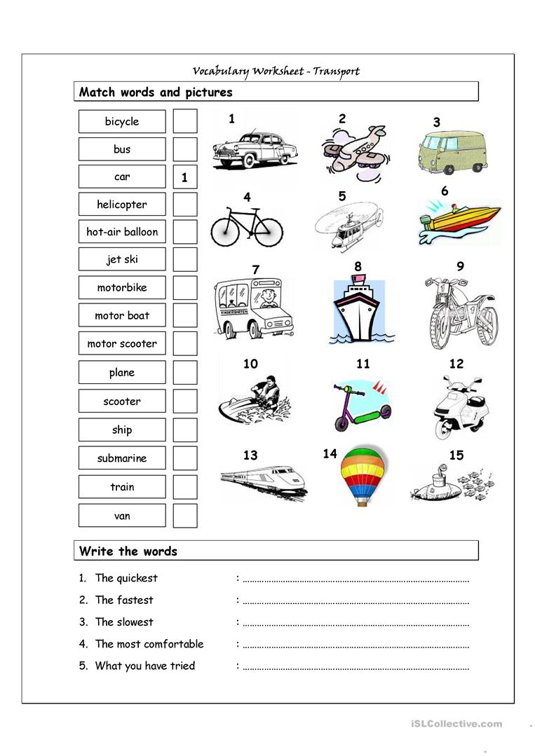 310 Free Esl Means Of Transport Worksheets - Free Printable Transportation Worksheets For Kids