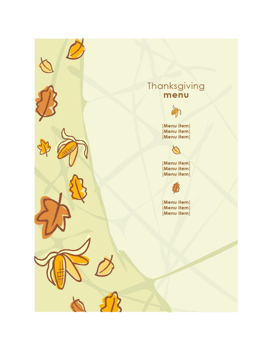 35 Awesome Thanksgiving Menu Templates ᐅ Template Lab - Free Printable Thanksgiving Menu Template