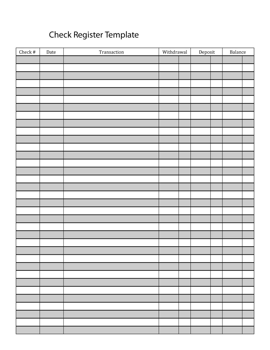 37 Checkbook Register Templates [100% Free, Printable] ᐅ Template Lab - Free Printable Blank Check Register Template