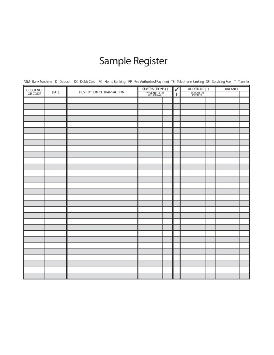 37 Checkbook Register Templates [100% Free, Printable] - Template Lab - Free Printable Check Register With Running Balance