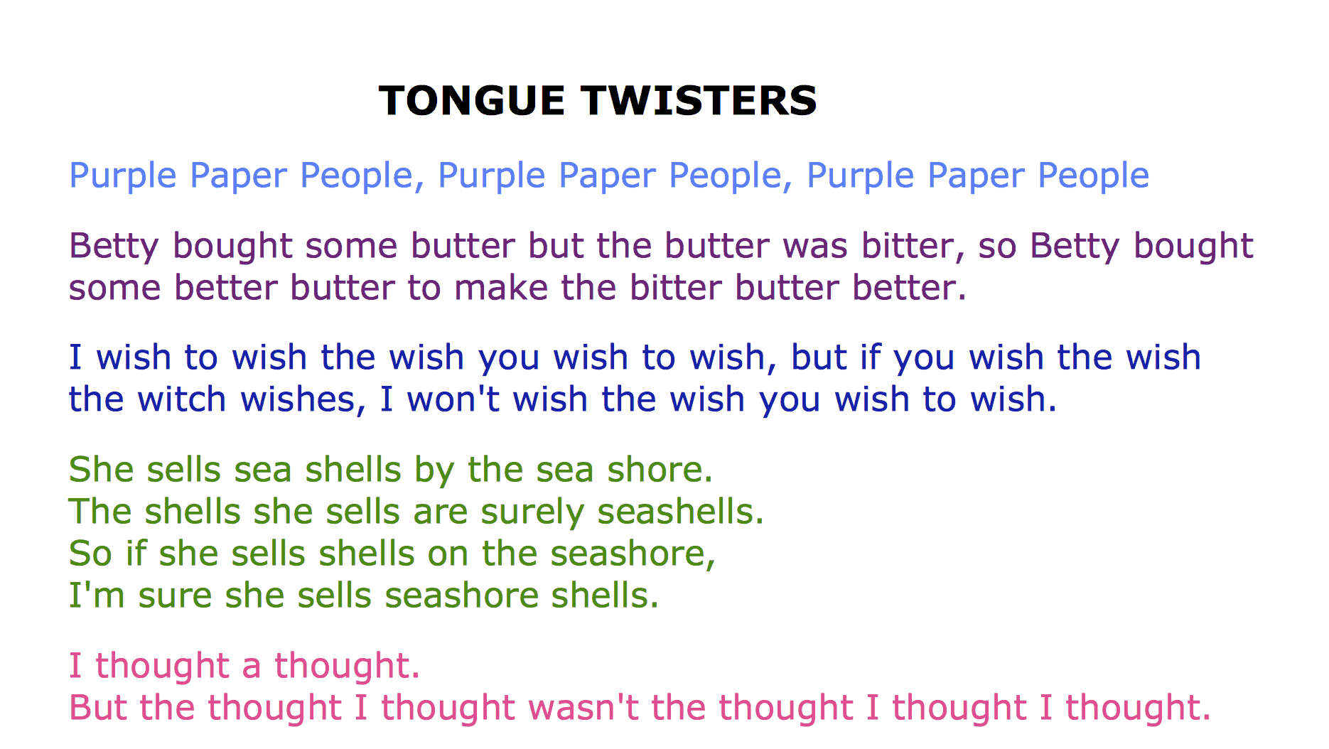 Tongue Twisters For Kids In Pictures из архива, слитые в интернет для ...