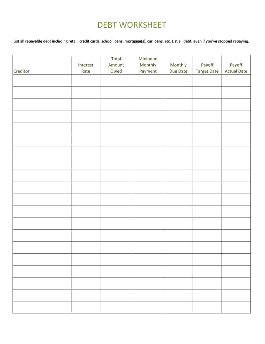 Free Debt Snowball Printable Worksheet: Track Your Debt Payoff - Free