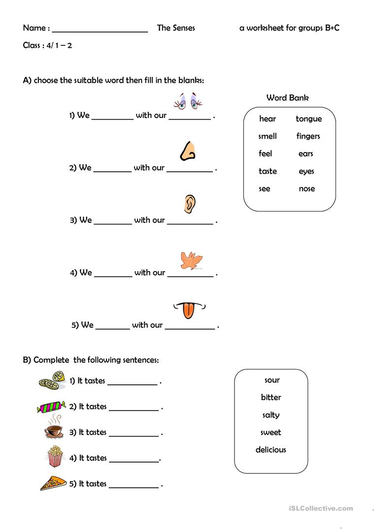 38 Free Esl Five Senses Worksheets - Free Printable Worksheets Kindergarten Five Senses