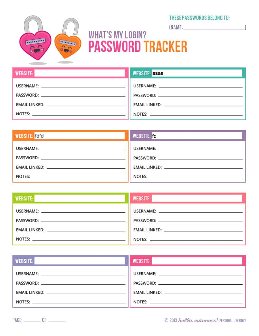 39 Best Password List Templates (Word, Excel &amp;amp; Pdf) - Template Lab - Free Printable Password Log