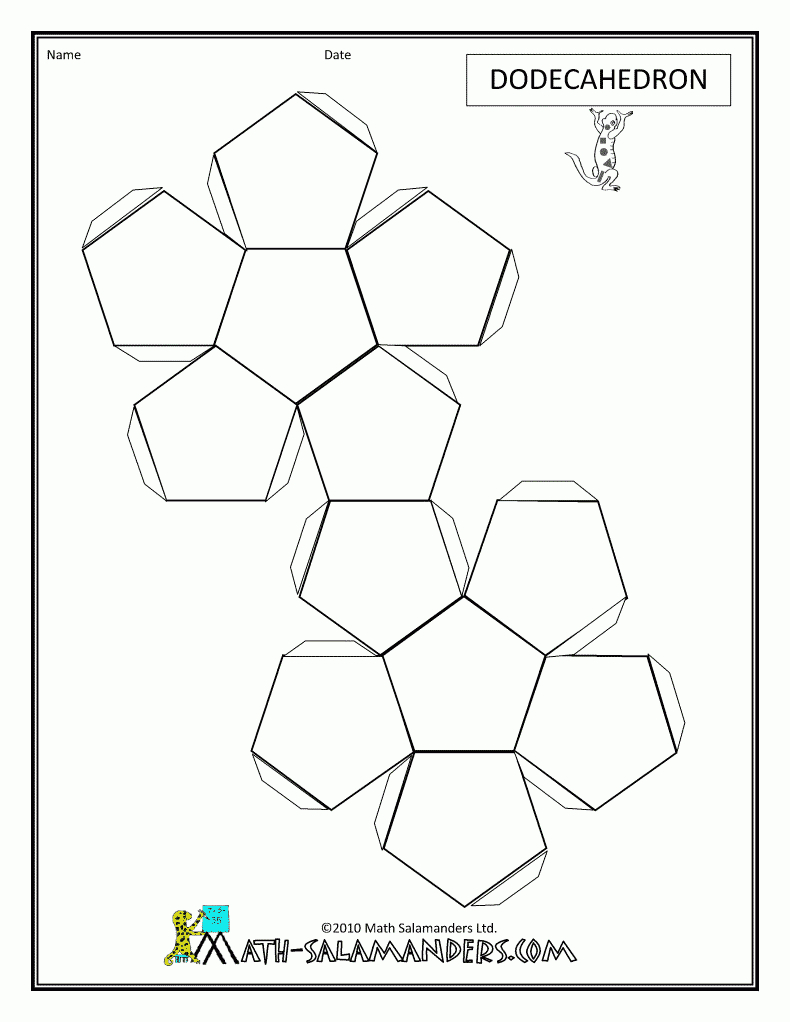 3D Geometric Shapes Dodecahedron Net Tabs | Cards,giftwrap - Free Printable Shapes Templates