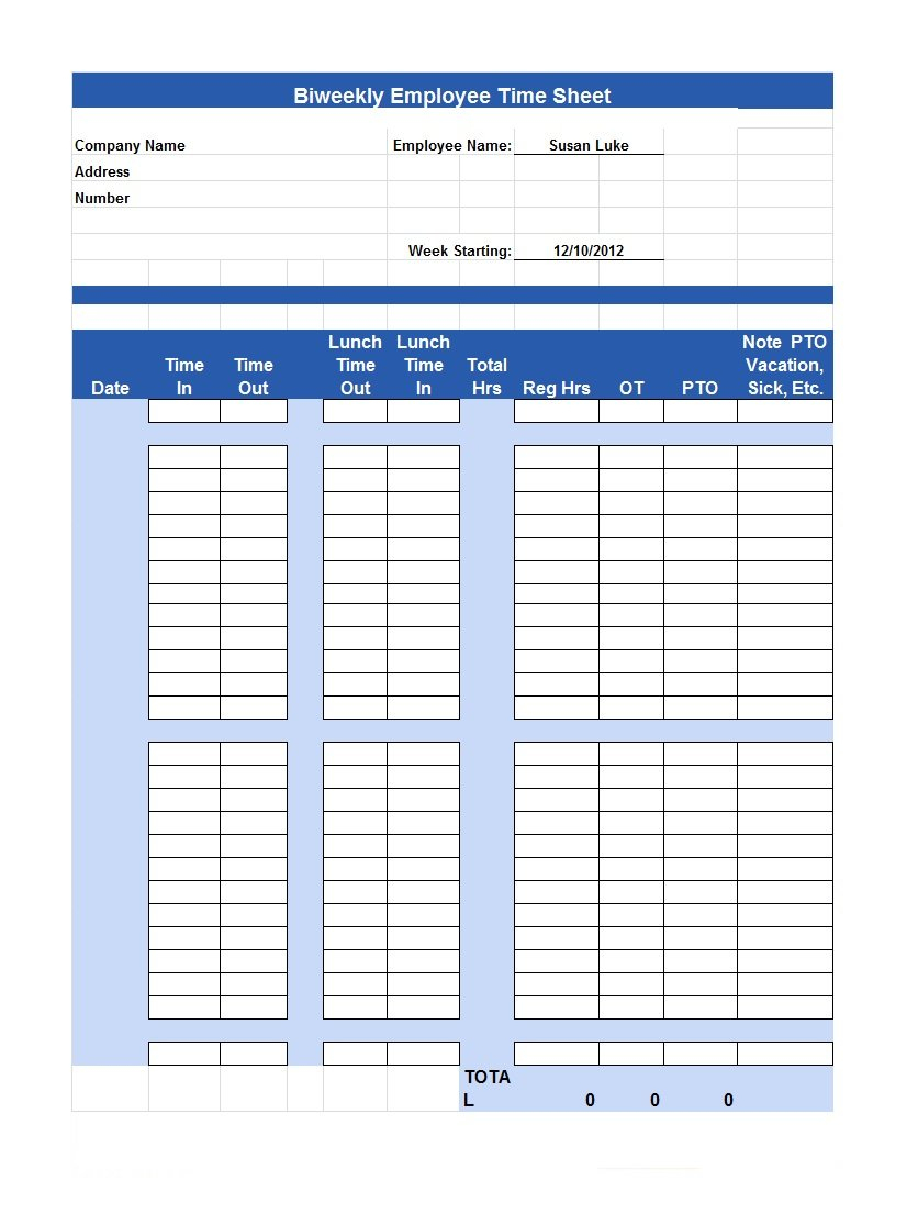 40 Free Timesheet / Time Card Templates - Template Lab - Free Printable Time Cards