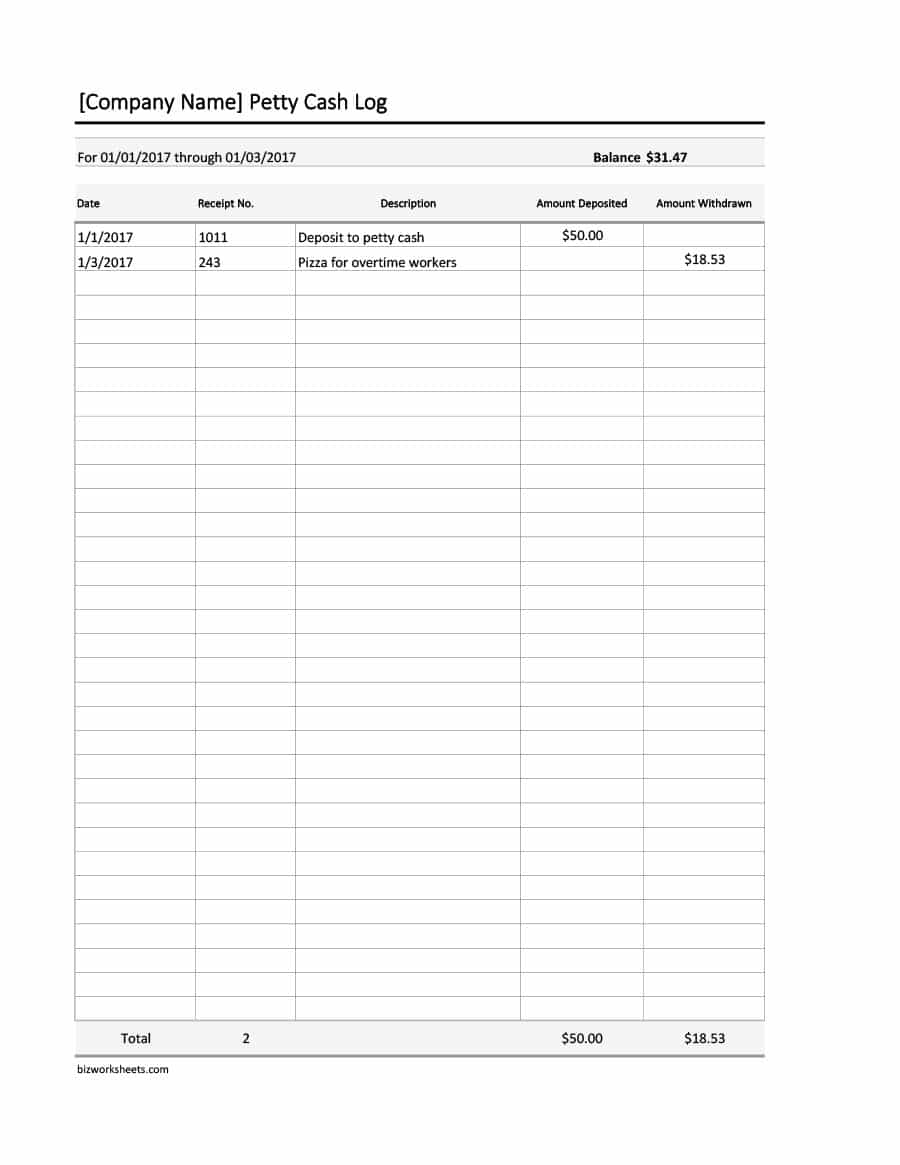 40 Petty Cash Log Templates &amp;amp; Forms [Excel, Pdf, Word] - Template Lab - Free Printable Petty Cash Template