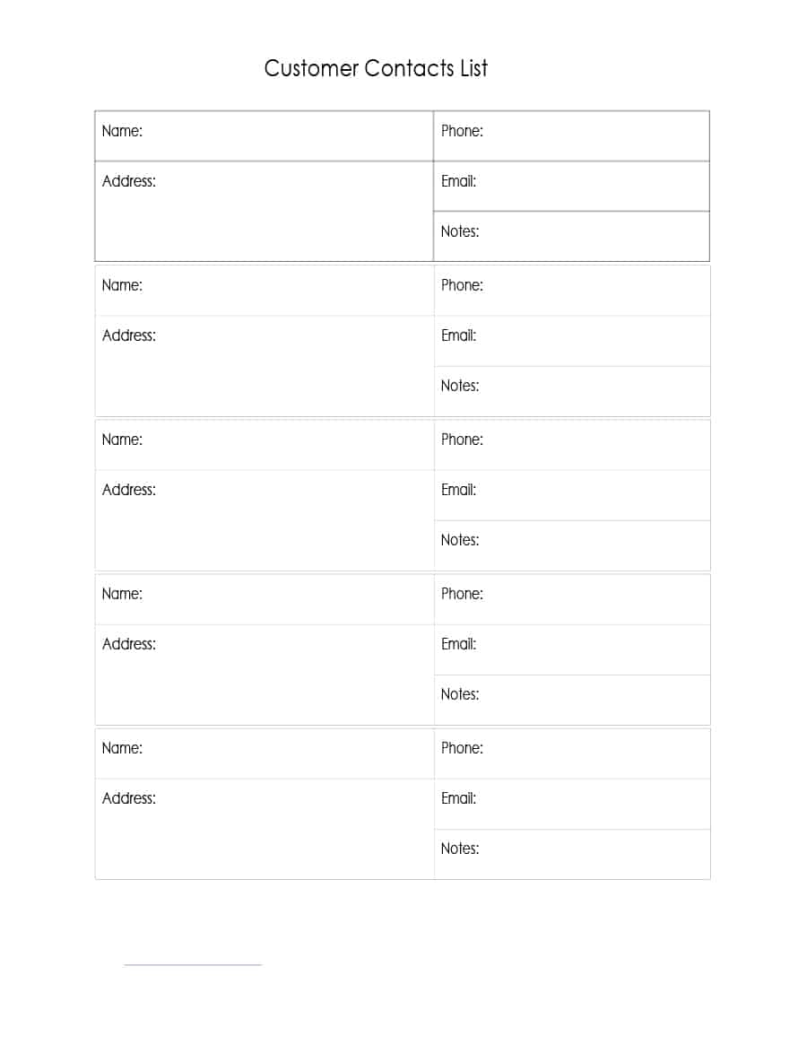 40 Phone &amp;amp; Email Contact List Templates [Word, Excel] - Template Lab - Free Printable Numbered List