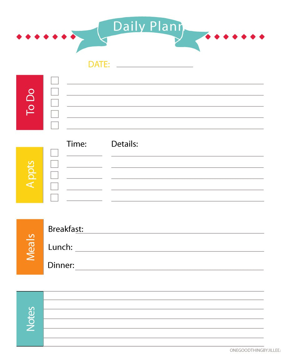 40+ Printable Daily Planner Templates (Free) - Template Lab - Free Printable Daily Schedule Chart