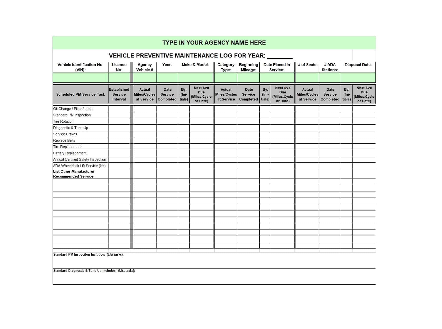 40 Printable Vehicle Maintenance Log Templates - Template Lab - Free Printable Out Of Service Sign