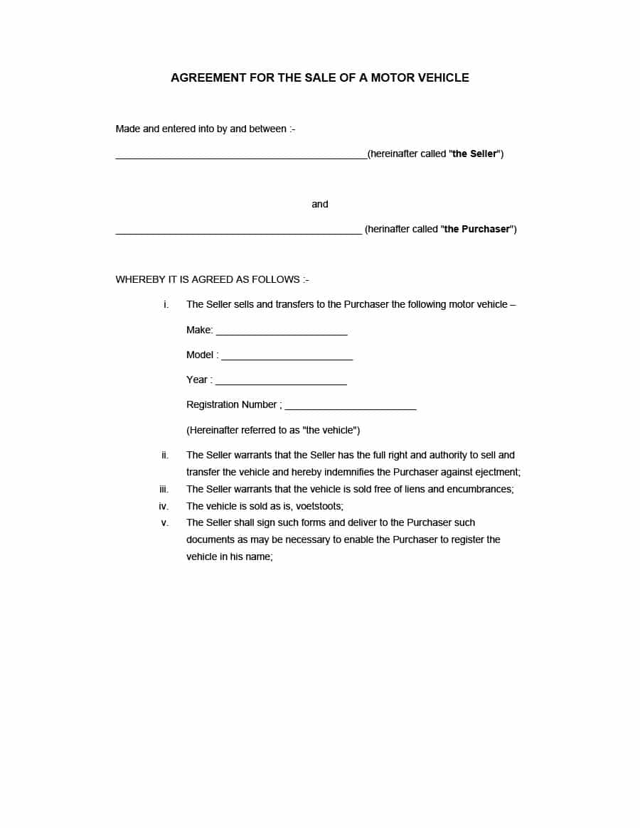 42 Printable Vehicle Purchase Agreement Templates - Template Lab - Free Printable Purchase Agreement Template