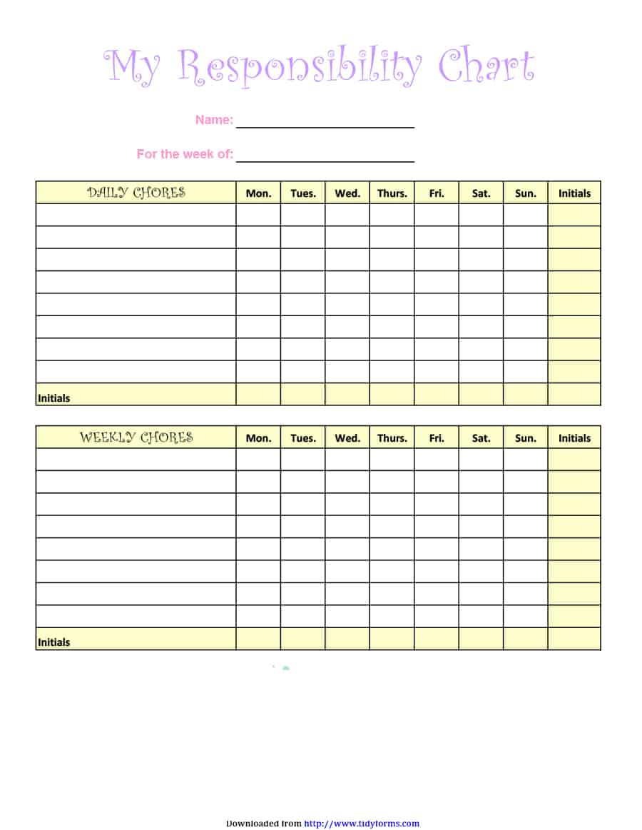 43 Free Chore Chart Templates For Kids - Template Lab - Free Printable Charts And Lists