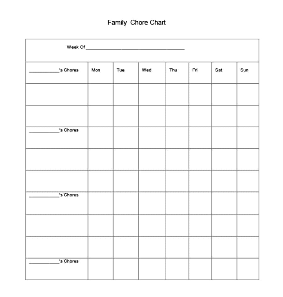 43 Free Chore Chart Templates For Kids - Template Lab - Free Printable Chore Chart Templates