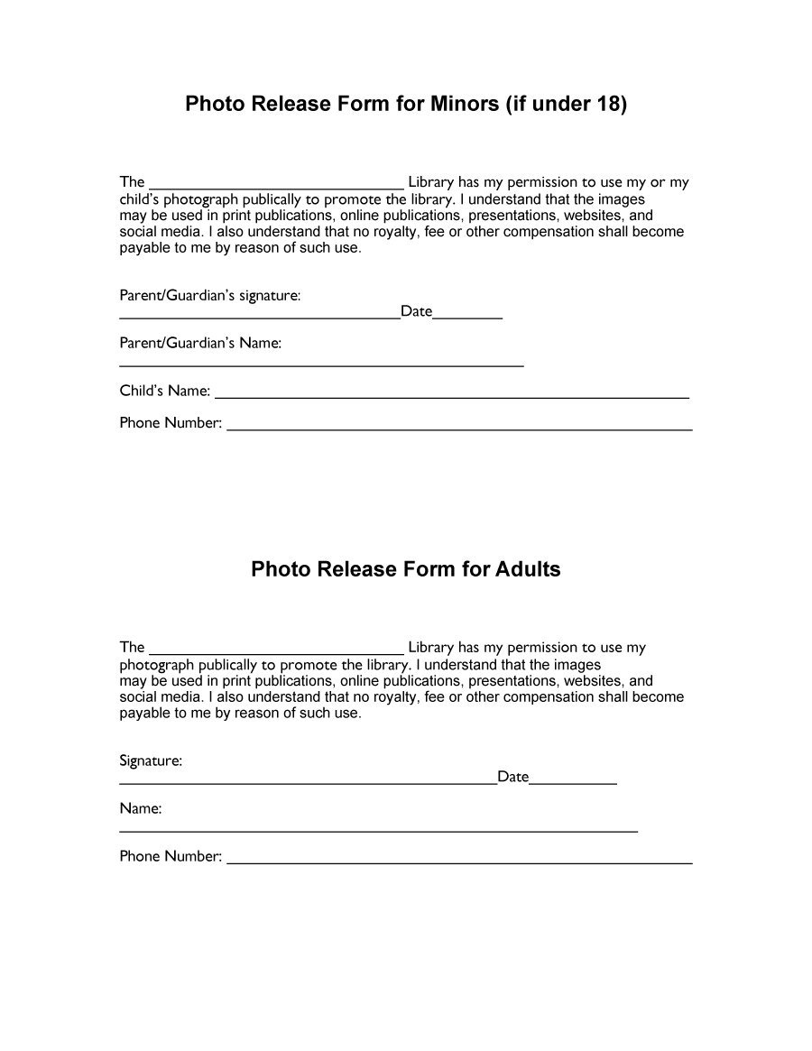 53 Free Photo Release Form Templates [Word, Pdf] - Template Lab - Free Printable Photo Release Form