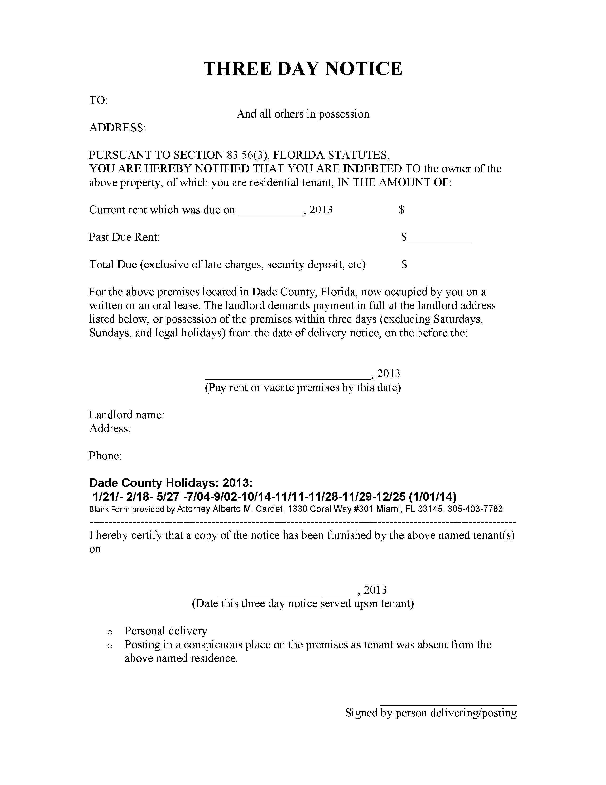 7 Eviction Notice Templates Word Excel Pdf Formats Letter Of Sample - Free Printable 3 Day Eviction Notice