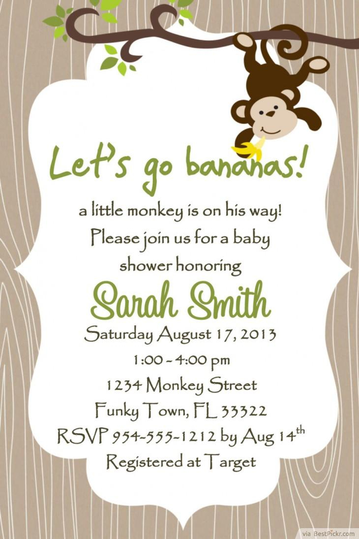 7 Printable Monkey Baby Shower Invitations | Bestpickr - Free Printable Monkey Birthday Party Invitations