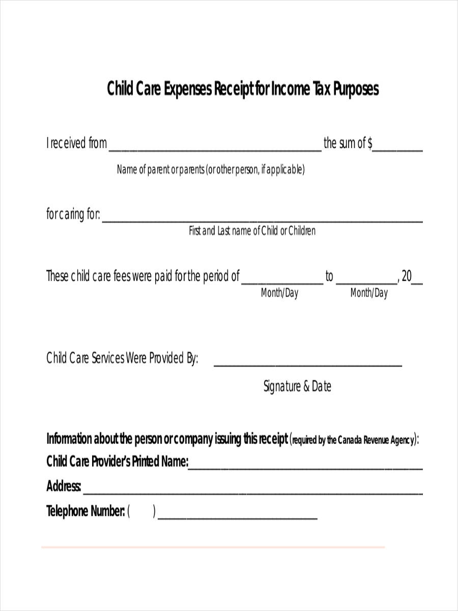 free printable daycare receipts