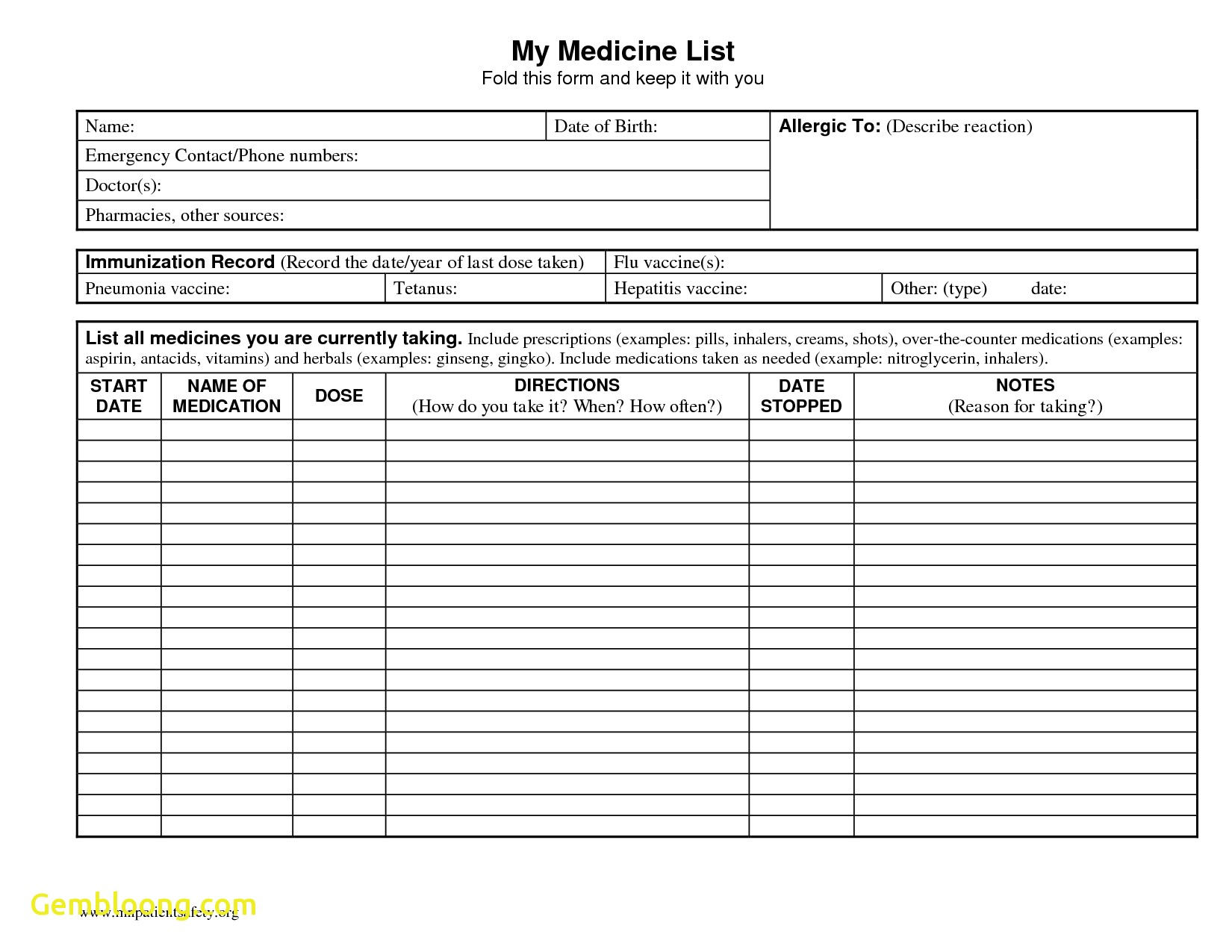 8 Free Printable Doctors Excuse For Workagenda Template Sample - Free Printable Medication List