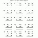 8 Grade Math Worksheets | Free Addition Worksheets Column Addition 4   Year 6 Maths Worksheets Free Printable