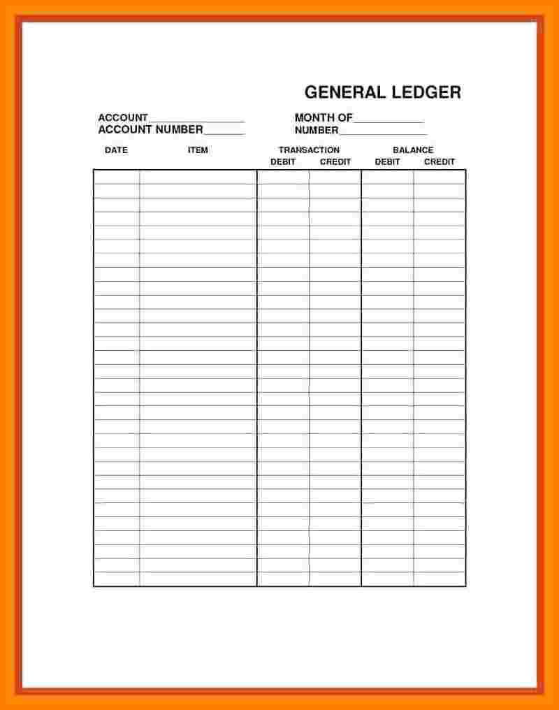 Blank 5 Column Ledger Template Printable